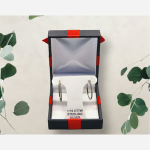 Diamond Sterling Silver Hoop Earrings